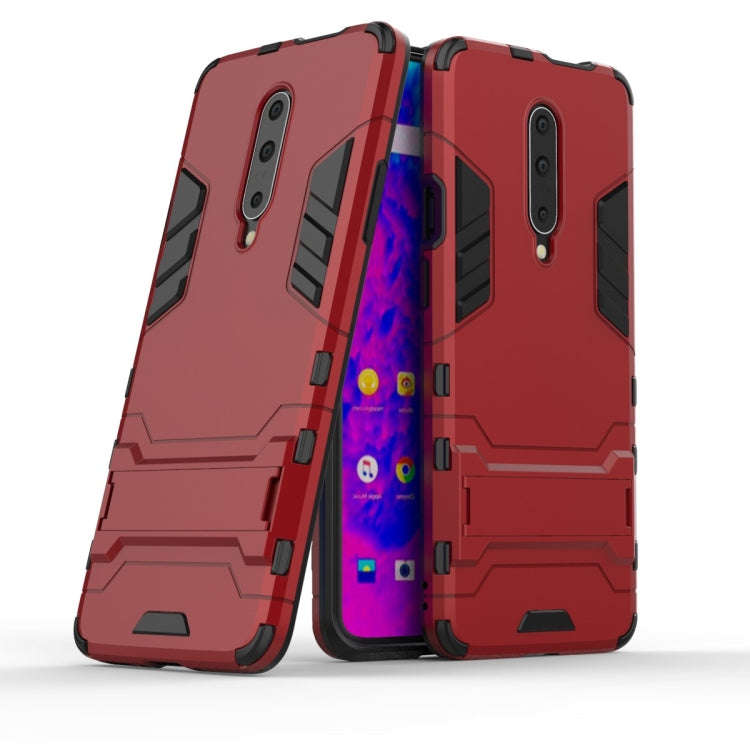 Shockproof PC + TPU Case for OnePlus 7 Pro, with Holder(Red)