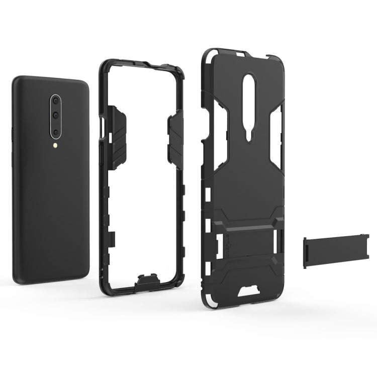 Shockproof PC + TPU Case for OnePlus 7 Pro, with Holder(Red)