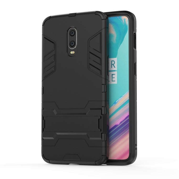Shockproof PC + TPU Case with Holder for OnePlus 7 / 6T(Black)