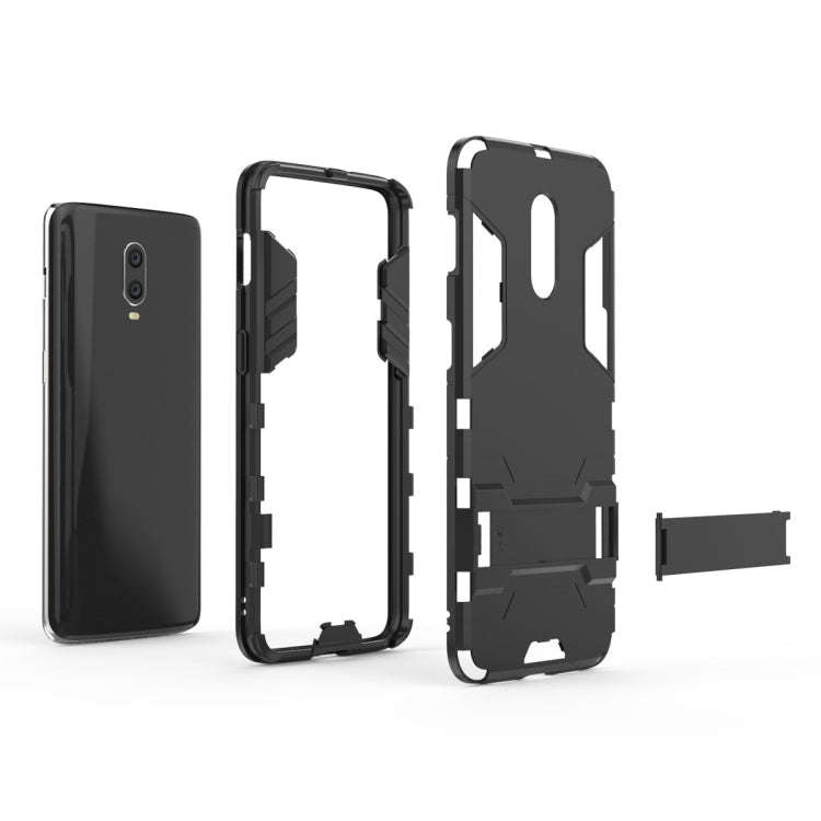 Shockproof PC + TPU Case with Holder for OnePlus 7 / 6T(Black)