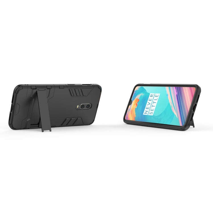 Shockproof PC + TPU Case with Holder for OnePlus 7 / 6T(Black)