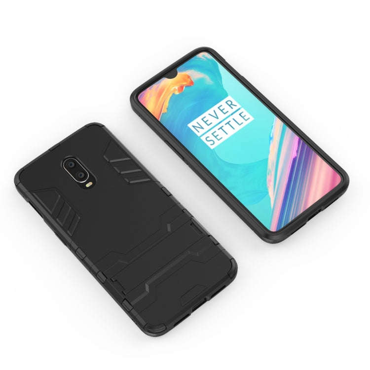 Shockproof PC + TPU Case with Holder for OnePlus 7 / 6T(Black)