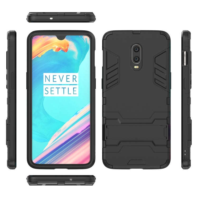 Shockproof PC + TPU Case with Holder for OnePlus 7 / 6T(Black)