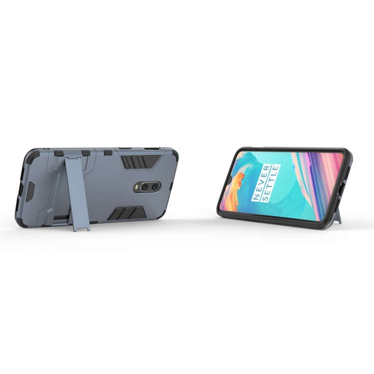 Shockproof PC + TPU Case with Holder for OnePlus 7 / 6T(Navy Blue)