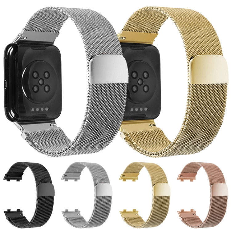 For OPPO Watch 46MM Smart Watch Milanese Stainless Steel Metal Watch Band(Black)