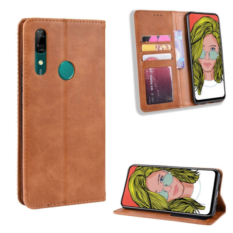 Magnetic Buckle Retro Crazy Horse Texture Horizontal Flip Leather Case for Huawei P Smart Z , wit...