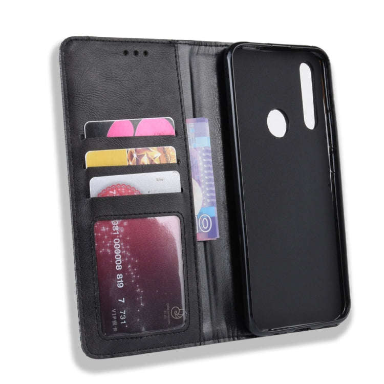 For Huawei Y9 Prime 2019 Magnetic Buckle Retro Crazy Horse Texture Horizontal Flip Leather Case w...