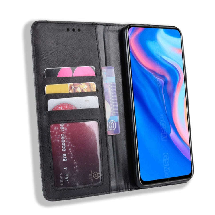 For Huawei Y9 Prime 2019 Magnetic Buckle Retro Crazy Horse Texture Horizontal Flip Leather Case w...