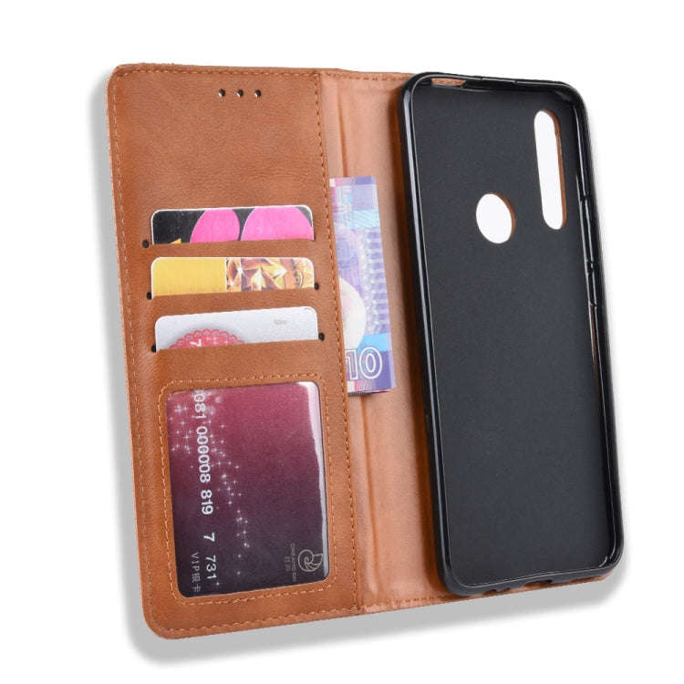 For Huawei Y9 Prime 2019 Magnetic Buckle Retro Crazy Horse Texture Horizontal Flip Leather Case w...