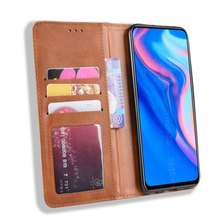 For Huawei Y9 Prime 2019 Magnetic Buckle Retro Crazy Horse Texture Horizontal Flip Leather Case w...