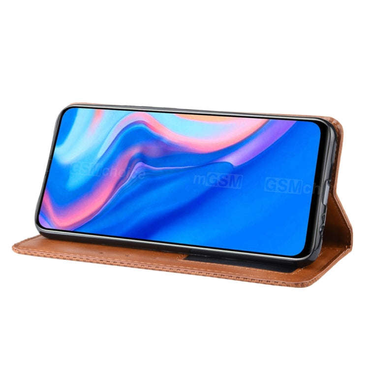 For Huawei Y9 Prime 2019 Magnetic Buckle Retro Crazy Horse Texture Horizontal Flip Leather Case w...
