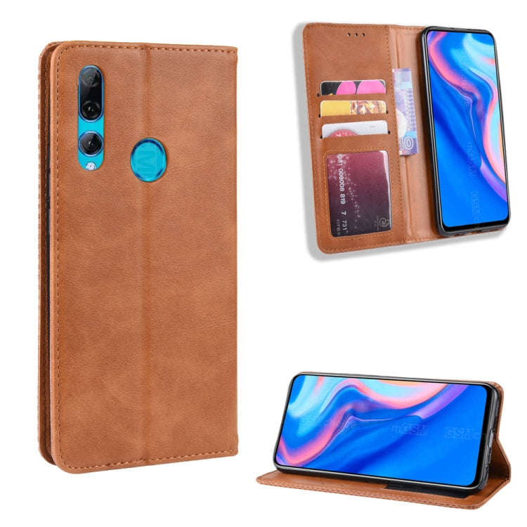 For Huawei Y9 Prime 2019 Magnetic Buckle Retro Crazy Horse Texture Horizontal Flip Leather Case w...