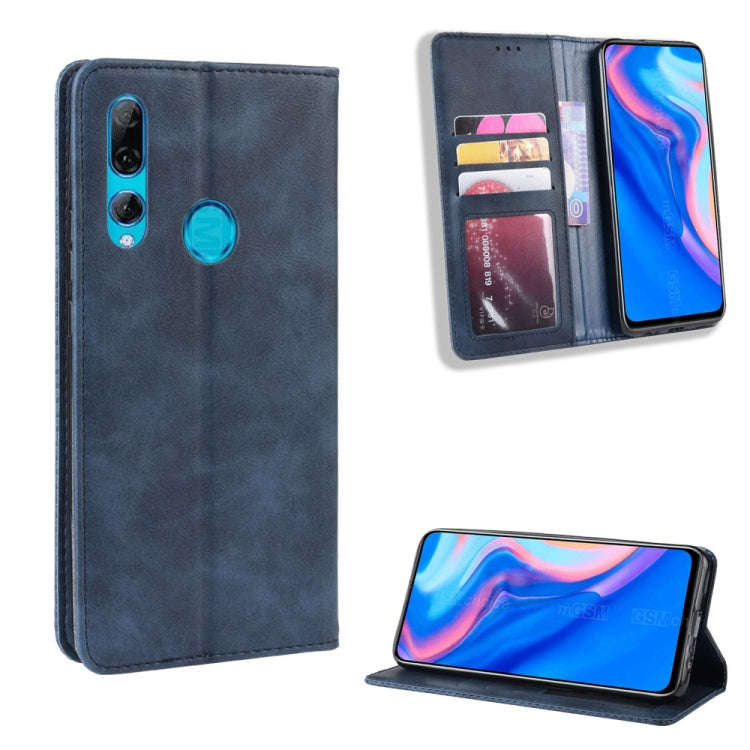 For Huawei Y9 Prime 2019 Magnetic Buckle Retro Crazy Horse Texture Horizontal Flip Leather Case w...