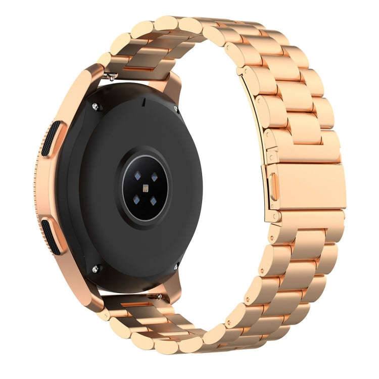 For Huami GTS/Galaxy Watch 42/40/44 20mm 3-Beads Stainless Steel Watch Band(Rose Gold)