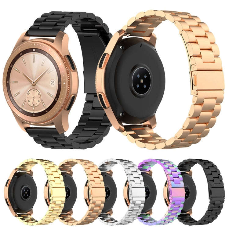 For Huami GTS/Galaxy Watch 42/40/44 20mm 3-Beads Stainless Steel Watch Band(Silver)