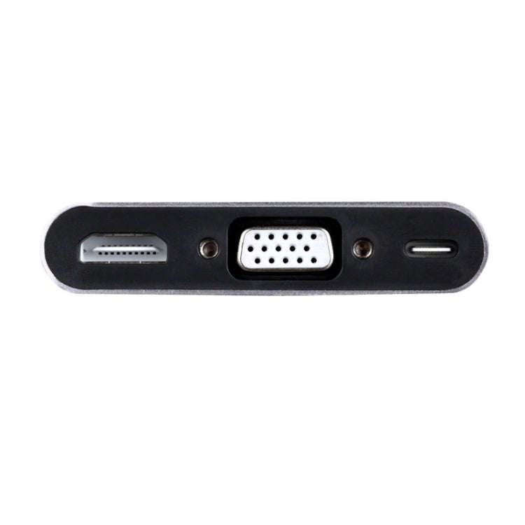 5 in 1 Type-C To HDMI + VGA + USB 3.0 + Audio Port + PD Port HUB Adapter(Grey)