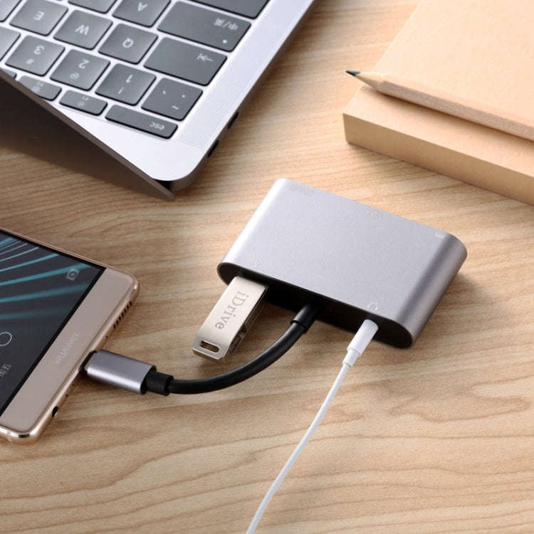 5 in 1 Type-C To HDMI + VGA + USB 3.0 + Audio Port + PD Port HUB Adapter(Grey)