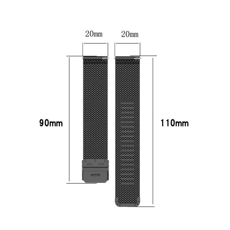 For Huawei GT2 42mm / Galaxy Watch 42mm /Galaxy Active2 20mm Stainless Steel Mesh Watch Band(Blue)