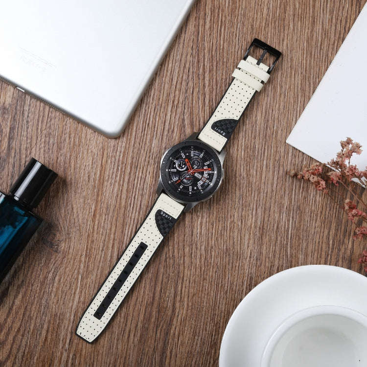 22mm For Huawei Watch GT2e / GT2 46mm Silicone Skin Carbon Fiber Watch Band(White)