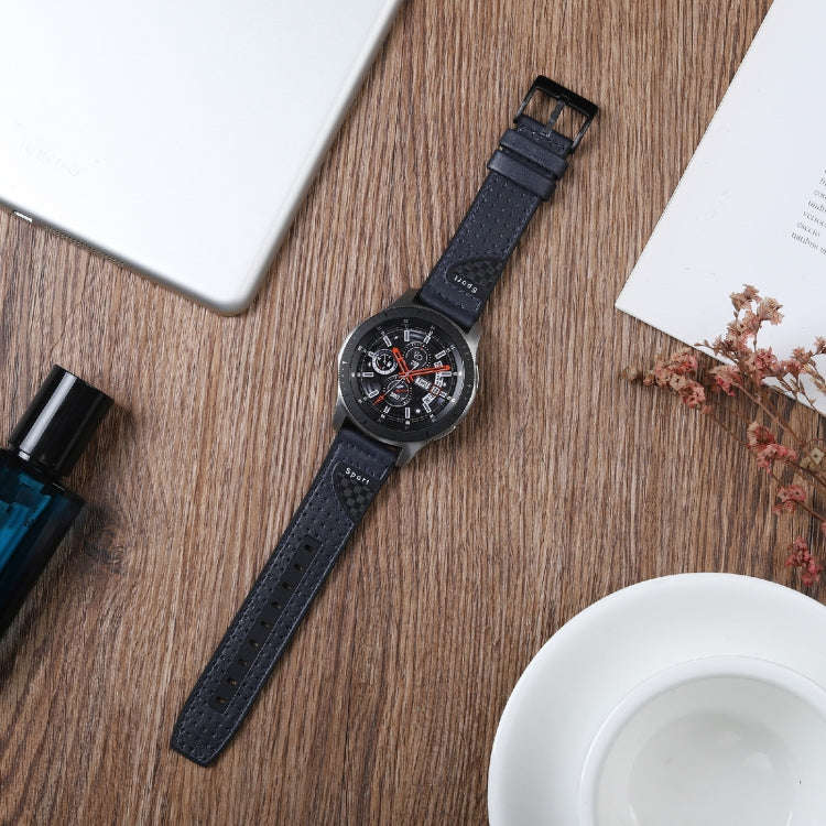 22mm For Huawei Watch GT2e / GT2 46mm Silicone Skin Carbon Fiber Watch Band(Blue)