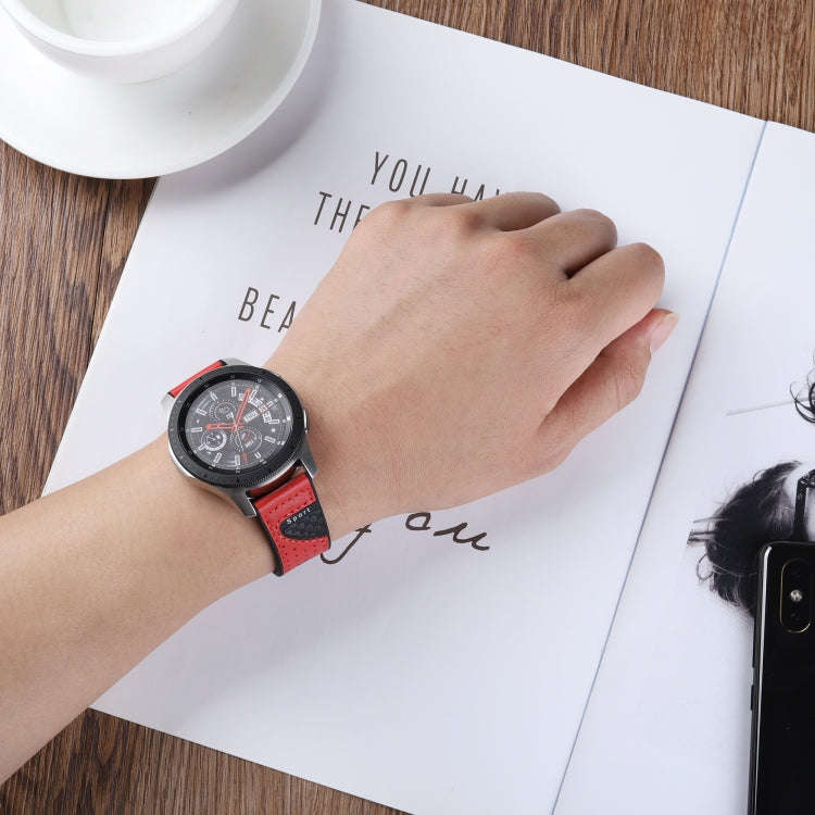 22mm For Huawei Watch GT2e / GT2 46mm Silicone Skin Carbon Fiber Watch Band(Red)