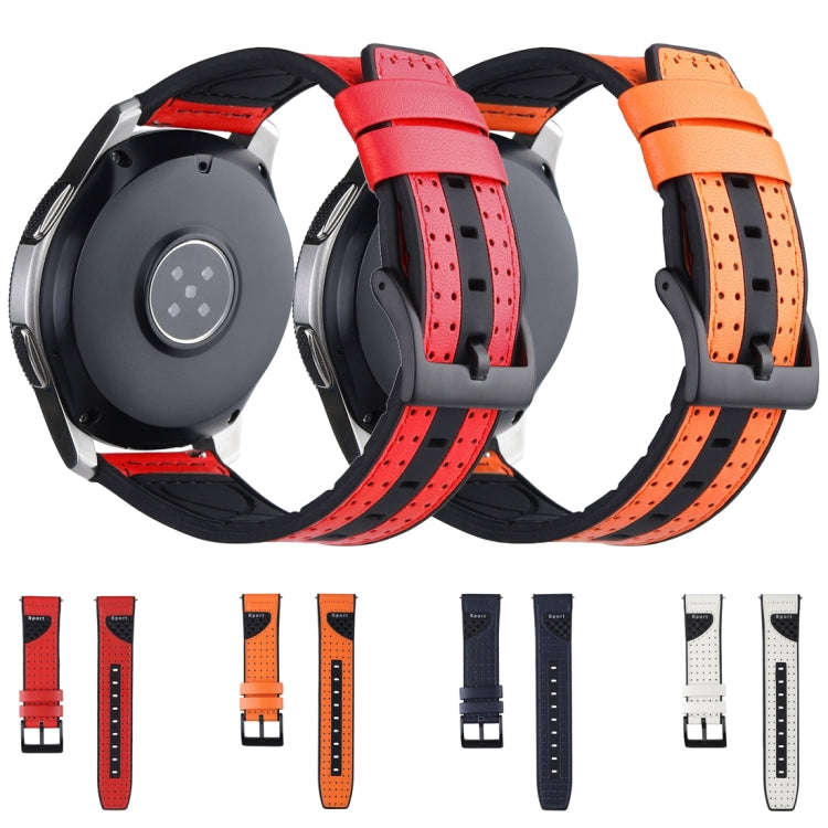 22mm For Huawei Watch GT2e / GT2 46mm Silicone Skin Carbon Fiber Watch Band(Red)