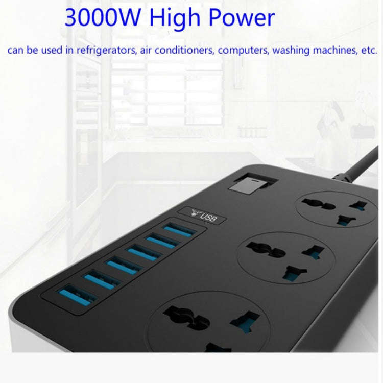 T09 3000W High Power Multi-Function Plug-in 3-Hole International Universal Jack + 6 USB Intellige...