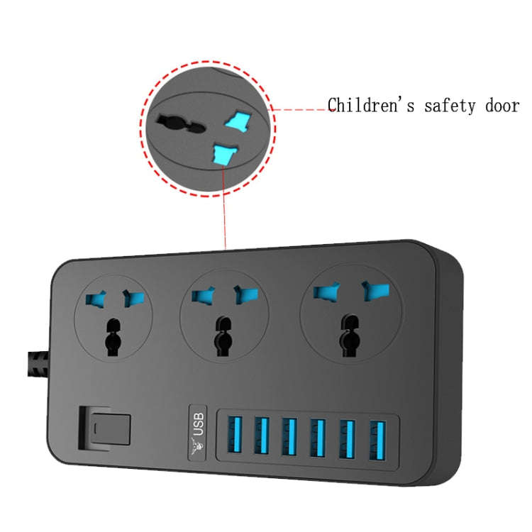 T09 3000W High Power Multi-Function Plug-in 3-Hole International Universal Jack + 6 USB Intellige...