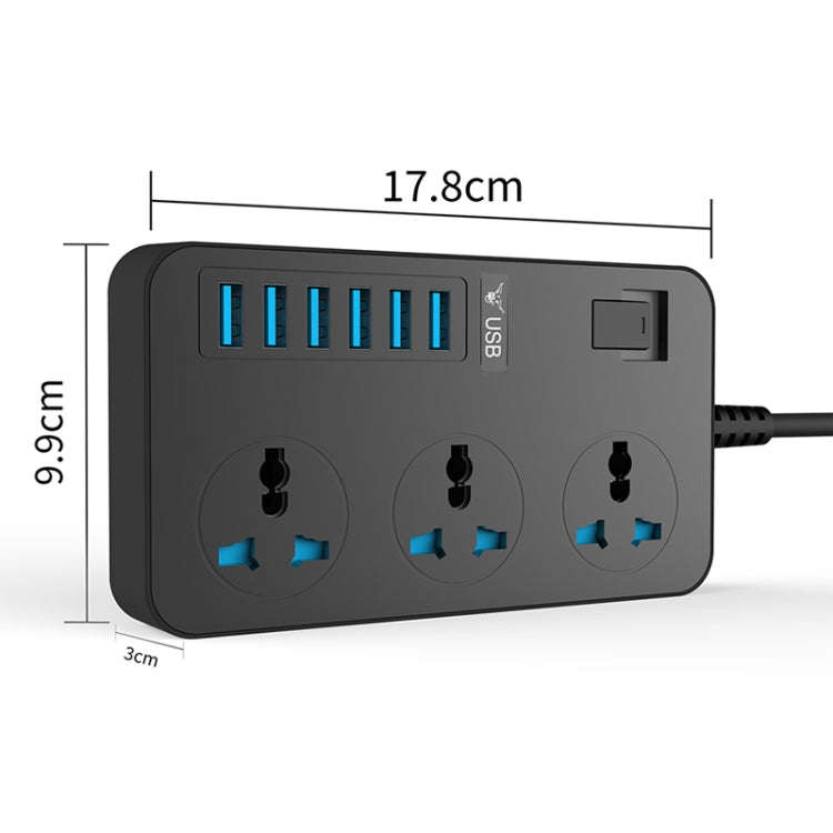 T09 3000W High Power Multi-Function Plug-in 3-Hole International Universal Jack + 6 USB Intellige...