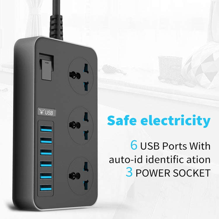 T09 3000W High Power Multi-Function Plug-in 3-Hole International Universal Jack + 6 USB Intellige...