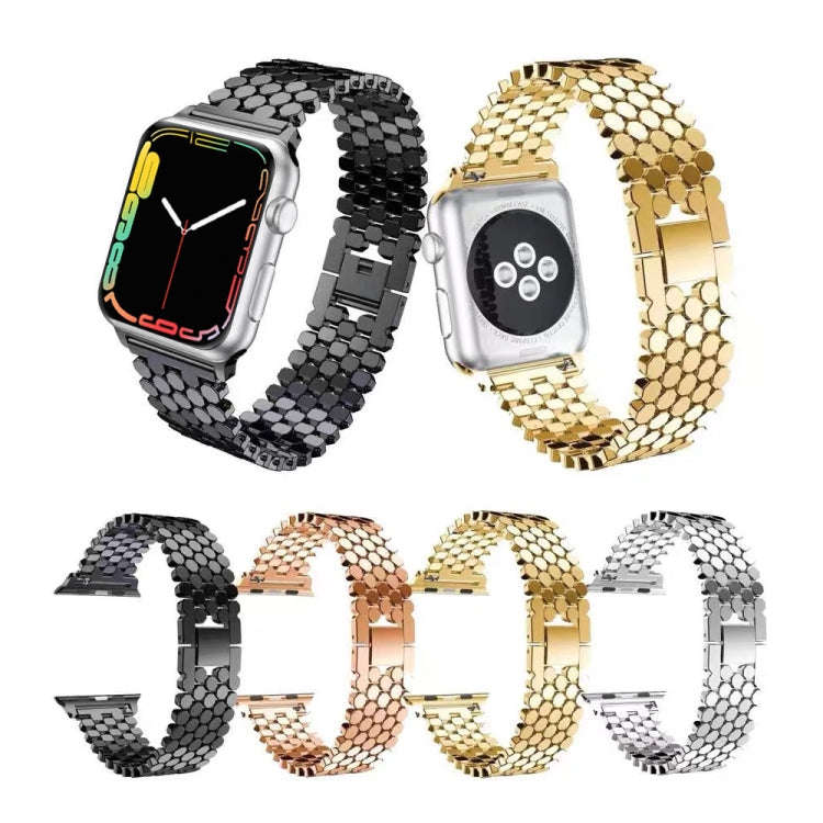For Apple Watch Series 7 45mm / 6 & SE & 5 & 4 44mm / 3 & 2 & 1 42mm Honeycomb Stainless Steel Wa...