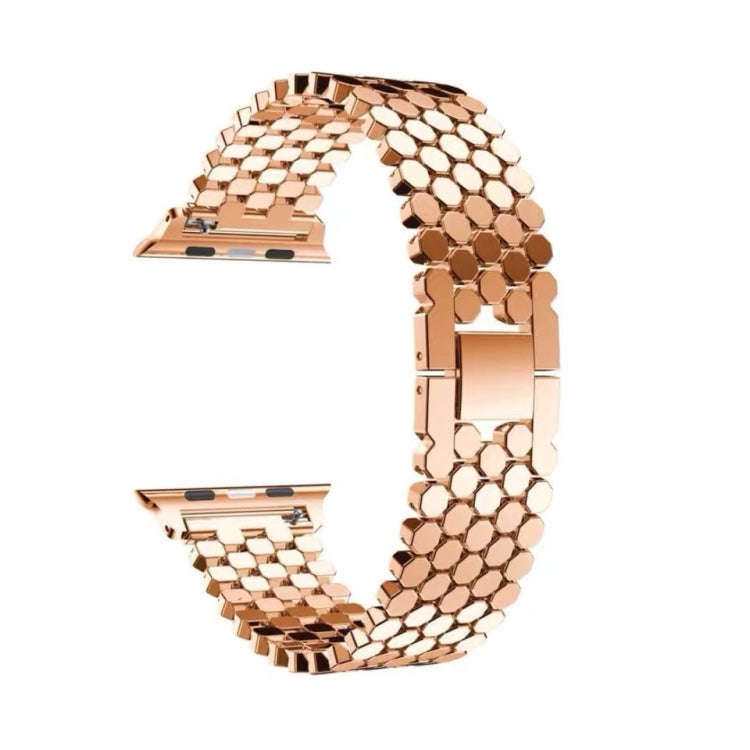 For Apple Watch Series 7 45mm / 6 & SE & 5 & 4 44mm / 3 & 2 & 1 42mm Honeycomb Stainless Steel Wa...