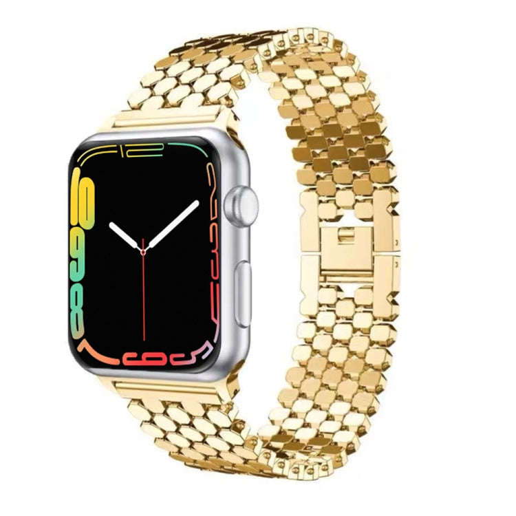 For Apple Watch Series 7 45mm / 6 & SE & 5 & 4 44mm / 3 & 2 & 1 42mm Honeycomb Stainless Steel Wa...