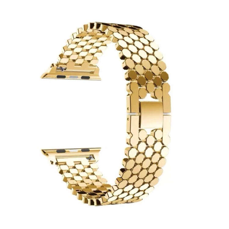 For Apple Watch Series 7 45mm / 6 & SE & 5 & 4 44mm / 3 & 2 & 1 42mm Honeycomb Stainless Steel Wa...