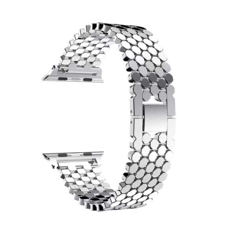 For Apple Watch Series 7 41mm / 6 & SE & 5 & 4 40mm / 3 & 2 & 1 38mm Honeycomb Stainless Steel St...