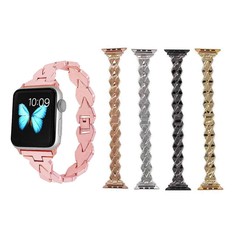 For Apple Watch Series 7 45mm / 6 & SE & 5 & 4 44mm / 3 & 2 & 1 42mm Diamond Stainless Steel Watc...