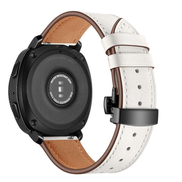 22mm For Huawei Watch GT2e / GT2 46mm Black Butterfly Buckle Leather Watch Band(White)