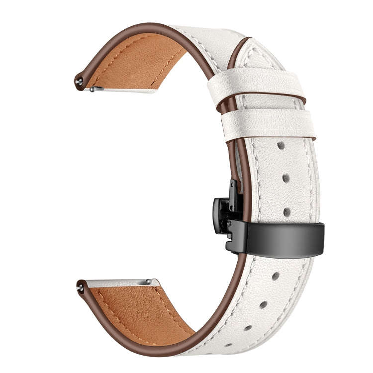 22mm For Huawei Watch GT2e / GT2 46mm Black Butterfly Buckle Leather Watch Band(White)