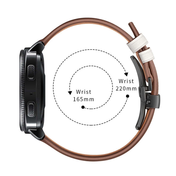 22mm For Huawei Watch GT2e / GT2 46mm Black Butterfly Buckle Leather Watch Band(White)