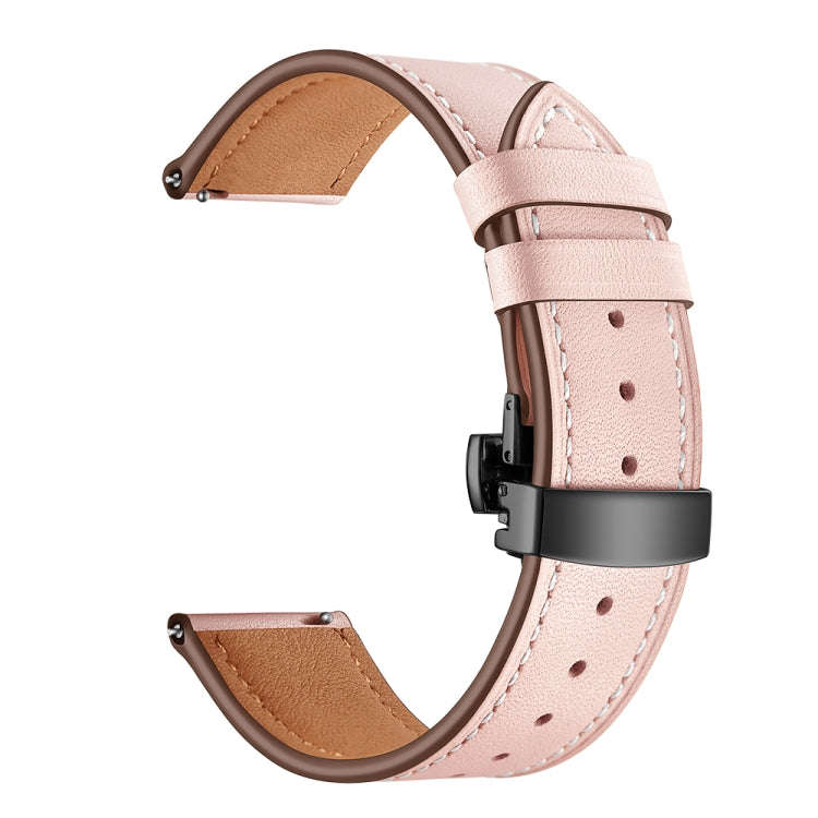 22mm For Huawei Watch GT2e / GT2 46mm Black Butterfly Buckle Leather Watch Band(Pink)