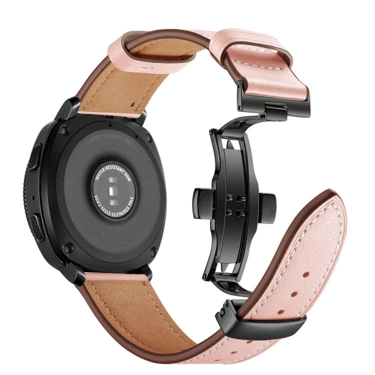 22mm For Huawei Watch GT2e / GT2 46mm Black Butterfly Buckle Leather Watch Band(Pink)