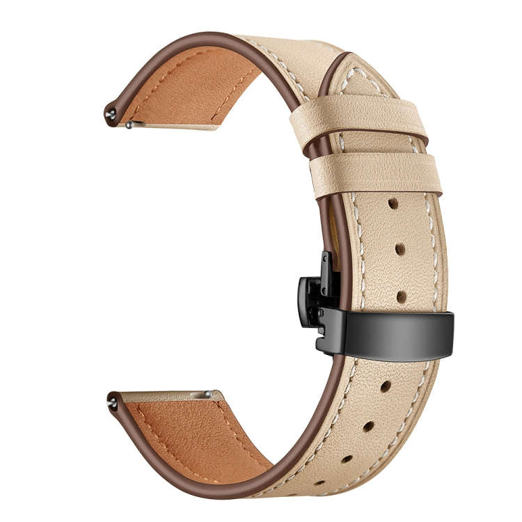22mm For Huawei Watch GT2e / GT2 46mm Black Butterfly Buckle Leather Watch Band(Apricot)