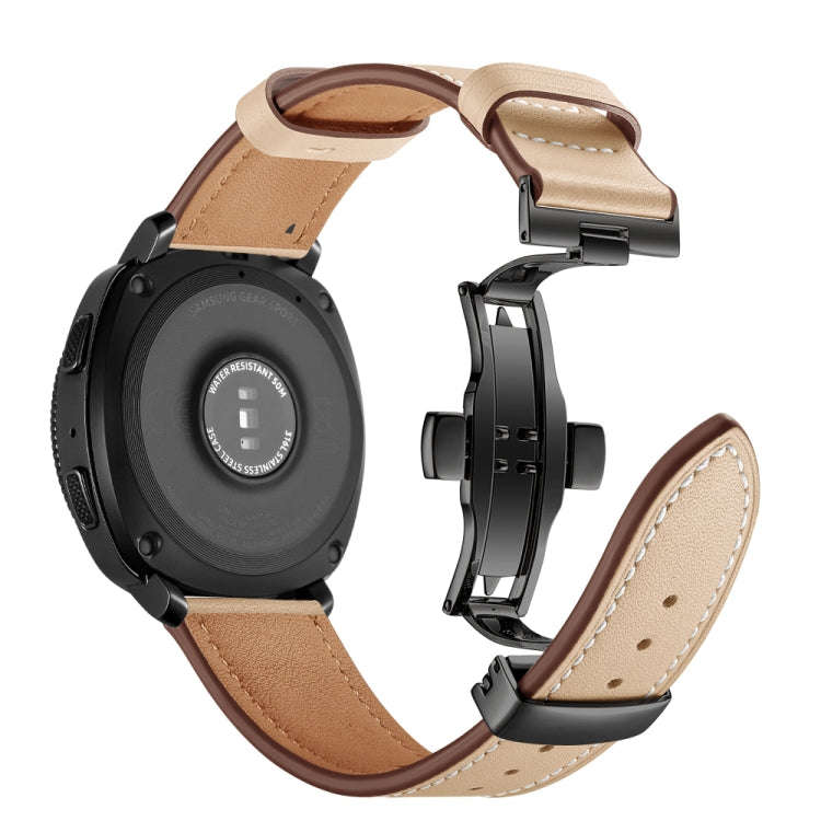 22mm For Huawei Watch GT2e / GT2 46mm Black Butterfly Buckle Leather Watch Band(Apricot)