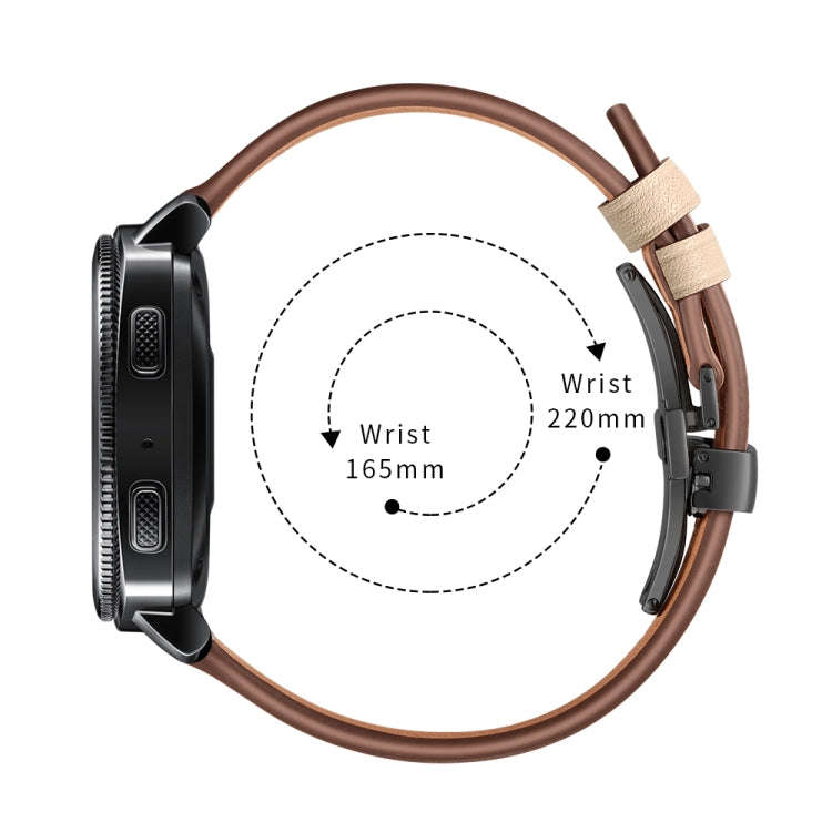 22mm For Huawei Watch GT2e / GT2 46mm Black Butterfly Buckle Leather Watch Band(Apricot)
