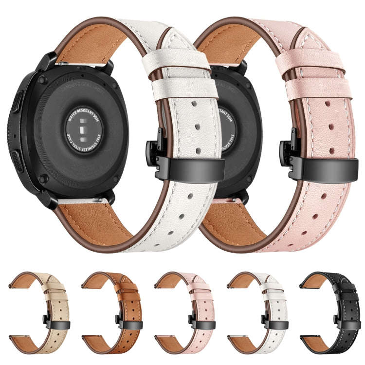 22mm For Huawei Watch GT2e / GT2 46mm Black Butterfly Buckle Leather Watch Band(Apricot)