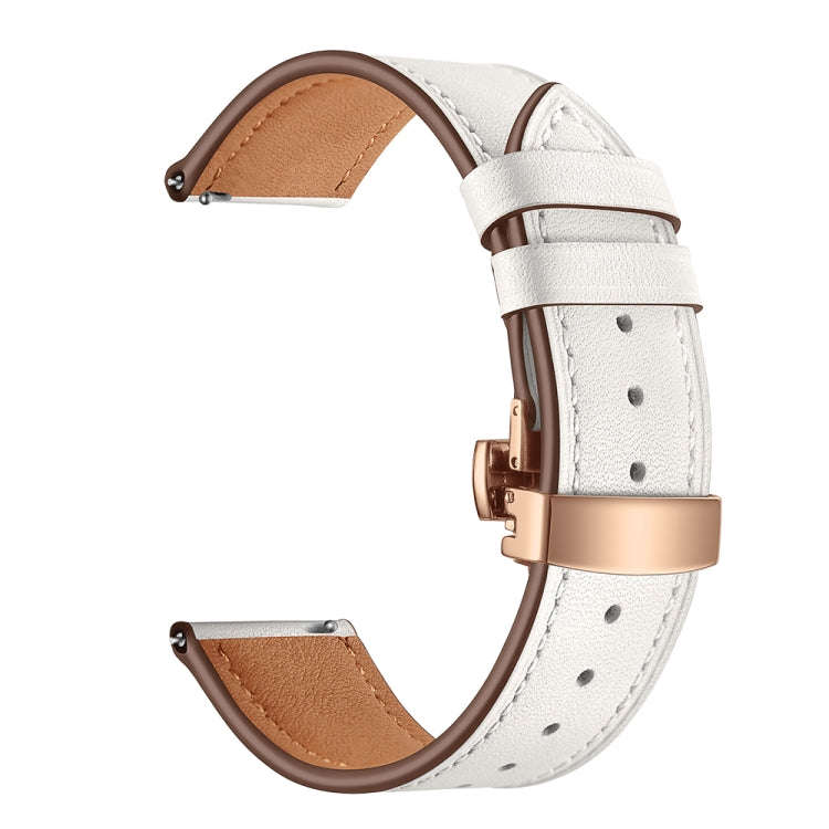 22mm For Huawei Watch GT2e / GT2 46mm Leather Butterfly Buckle Strap Rose Gold Buckle(White)