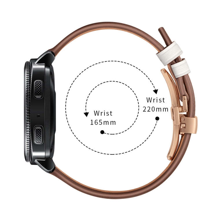 22mm For Huawei Watch GT2e / GT2 46mm Leather Butterfly Buckle Strap Rose Gold Buckle(White)