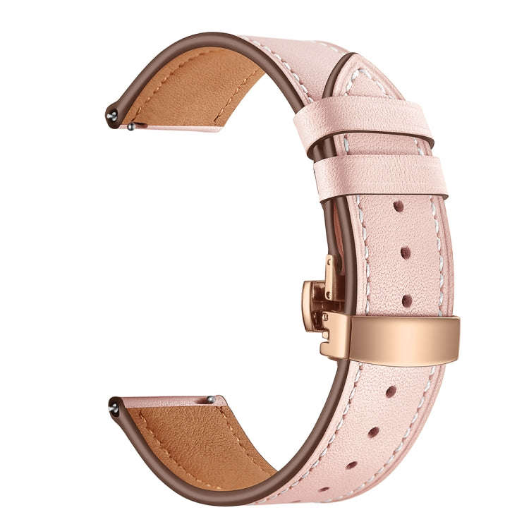 22mm For Huawei Watch GT2e / GT2 46mm Leather Butterfly Buckle Strap Rose Gold Buckle(Pink)