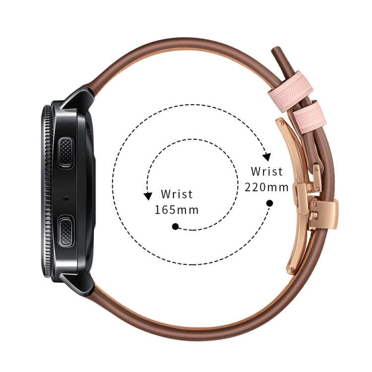 22mm For Huawei Watch GT2e / GT2 46mm Leather Butterfly Buckle Strap Rose Gold Buckle(Pink)
