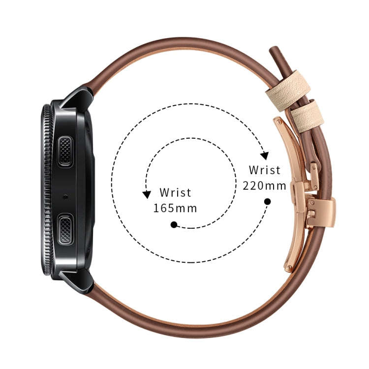 22mm For Huawei Watch GT2e / GT2 46mm Leather Butterfly Buckle Strap Rose Gold Buckle(Apricot)